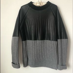 Vera Wang Leather and Wool Sweater